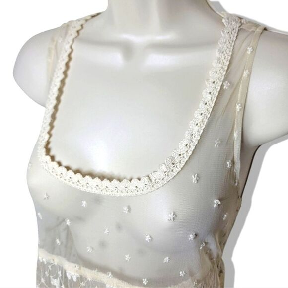 Billabong Maxi Lace Cream Sleeveless Tier Layered Boho Dress Layering Swim Cover - Picture 4 of 9
